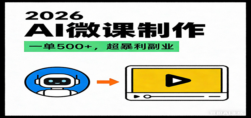 2026AI 风口最稳副业：微课代写制作，一单 500+，人人可做的蓝海项目-九九网创