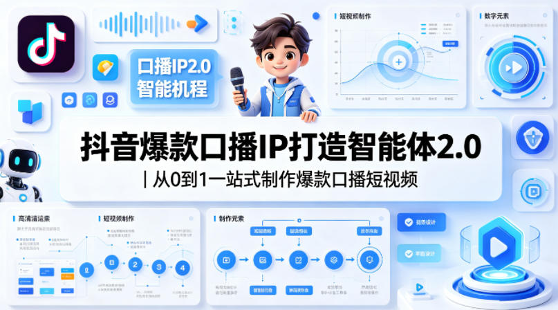 抖音爆款口播IP打造智能体2.0｜从0到1一站式制作爆款口播短视频-九九网创