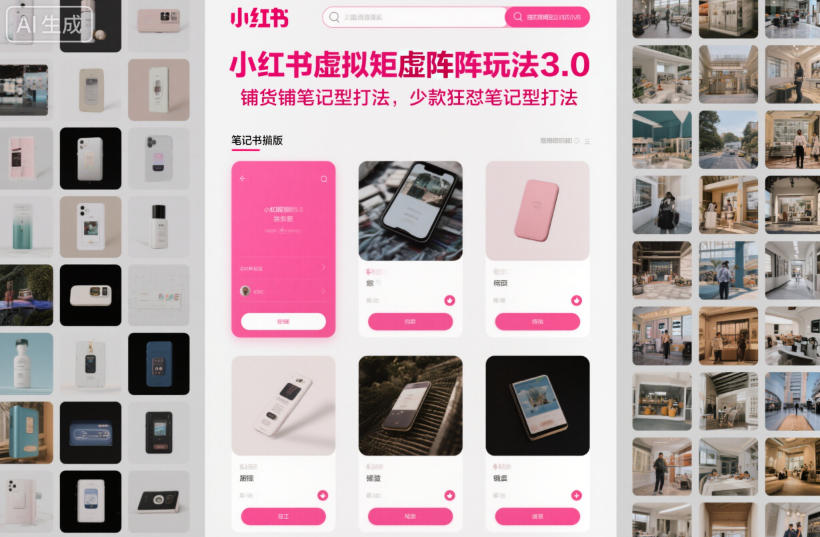 小红书虚拟矩阵玩法3.0，铺货铺笔记型打法，少款狂怼笔记型打法-九九网创