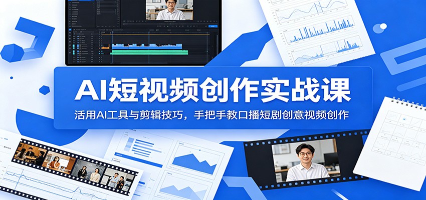 AI短视频创作实战课：活用AI工具与剪辑技巧，手把手教口播短剧创意视频创作-九九网创