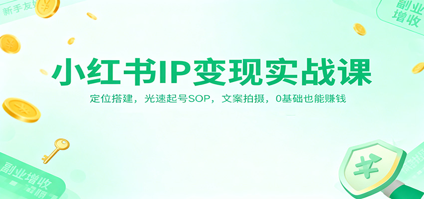 小红书IP变现实战课:定位搭建,光速起号SOP,文案拍摄,0基础也能赚钱-九九网创