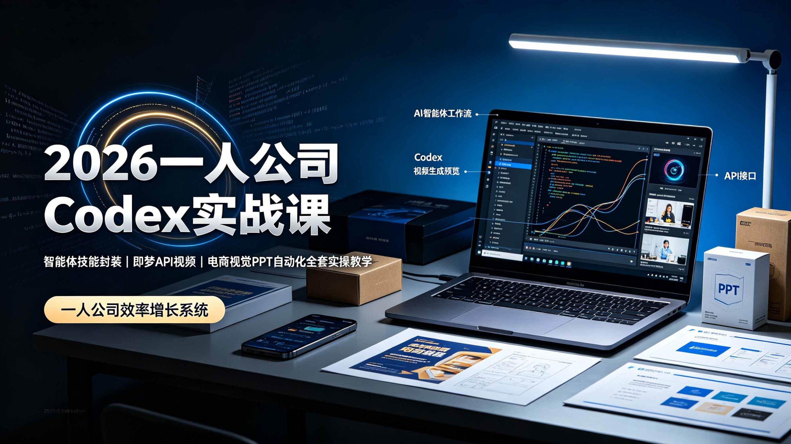 （19503期）2026一人公司Codex实战课◆智能体技能封装｜即梦API视频｜电商视觉PPT自动化全套实操教学-九九网创