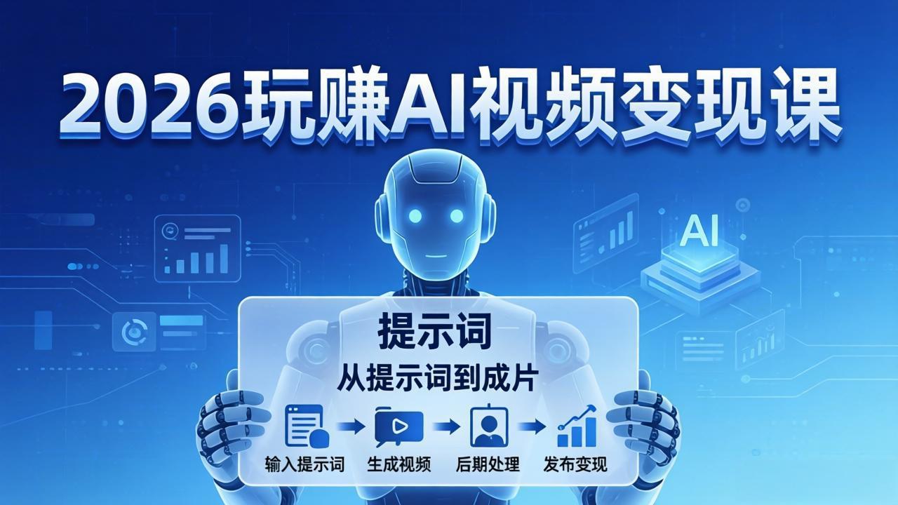 2026玩赚AI视频变现课:掌握 AI 视频全流程技能,从提示词到成片高效产出-九九网创
