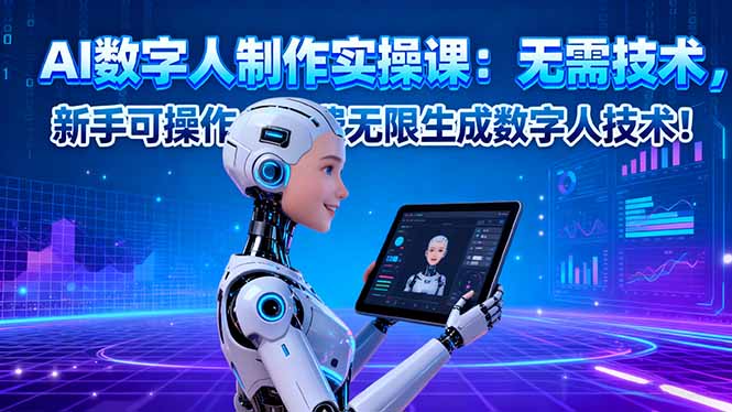 AI数字人制作实操课：无需技术，新手可操作，免费无限生成数字人技术！-九九网创