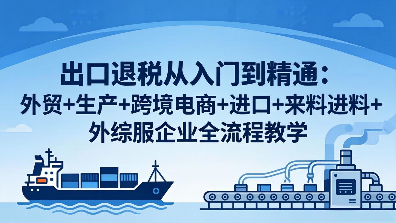 出口退税从入门到精通：外贸+生产+跨境电商+进口+来料进料+外综服企业全流程教学-九九网创