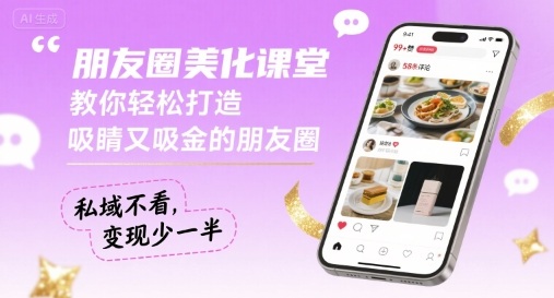 朋友圈美化课堂，教你轻松打造，吸睛又吸金的朋友圈，私域不看，变现少一半-九九网创