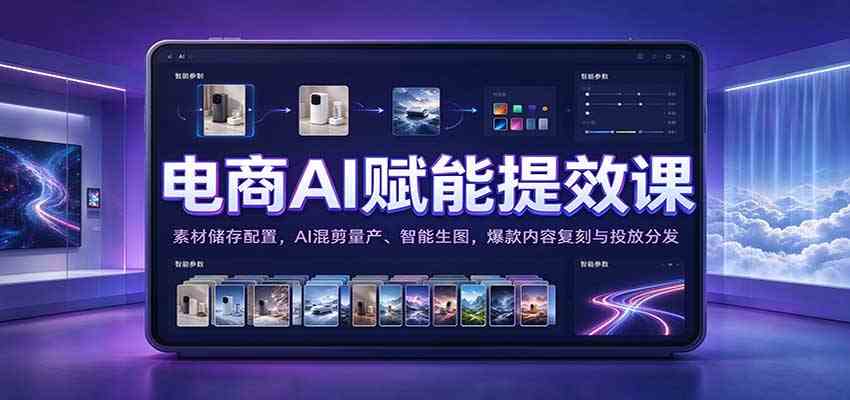 电商AI赋能提效课:素材储存配置,AI混剪量产、智能生图,爆款内容复刻与投放分发-九九网创