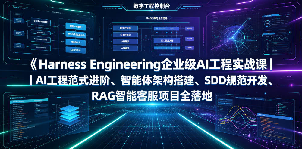 Harness Engineering企业级AI工程实战课｜AI工程范式进阶、智能体架构搭建、SDD规范开发、RAG智能客服项目全落地-九九网创