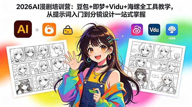 (18607期)2026AI漫剧培训营:豆包+即梦+Vidu+海螺全工具教学,从提示词入门到分镜设计一站式掌握-九九网创