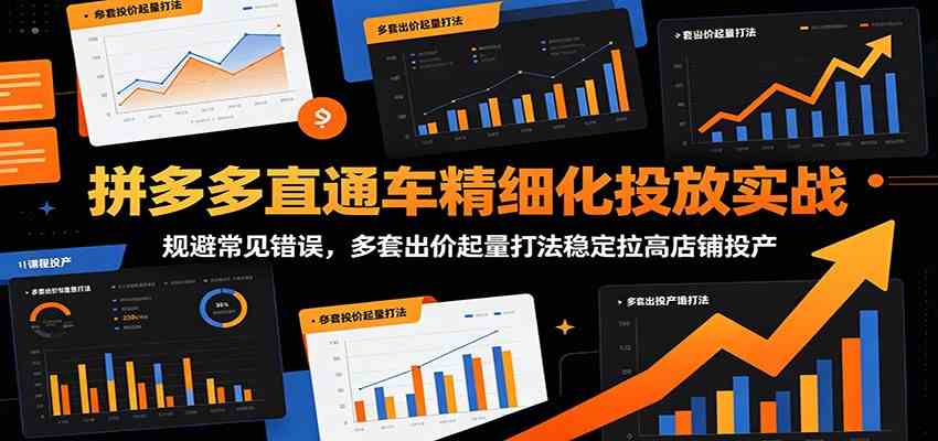 拼多多直通车精细化投放实战:规避常见错误,多套出价起量打法稳定拉高店铺投产-九九网创