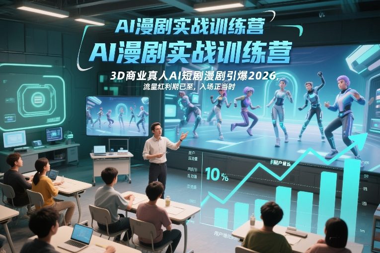 AI漫剧实战训练营,3D商业真人AI短剧漫剧引爆2026,流量红利期已至,入场正当时-九九网创