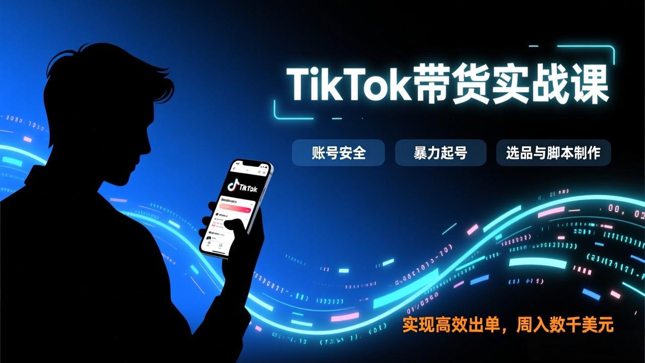 TikTok带货实战课，涵盖账号安全、暴力起号、选品与脚本制作，实现高效出单，周入数千美元-九九网创
