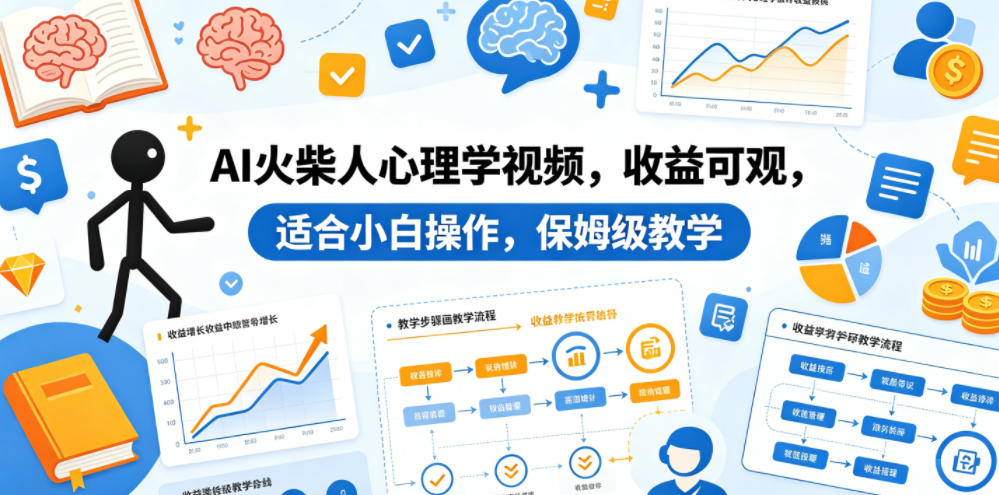 AI火柴人心理学视频，收益可观，适合小白操作，保姆级教学-九九网创