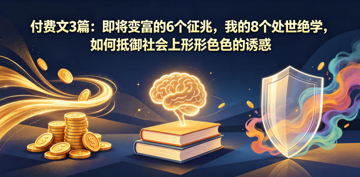 付费文3篇：即将变富的6个征兆，我的8个处世绝学，如何抵御社会上形形色色的诱惑-九九网创