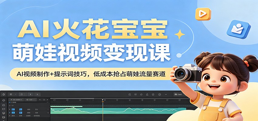 AI火花宝宝萌娃视频变现课：AI视频制作+提示词技巧，低成本抢占萌娃流量赛道-九九网创