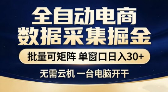 独家电商数据全自动采集项目，批量可矩阵，单窗口轻松日入3张+【揭秘】-九九网创