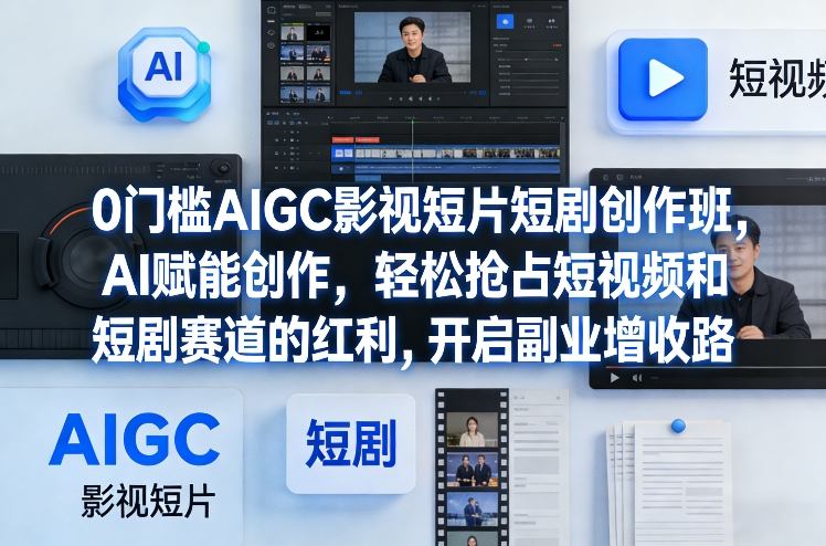 0门槛AIGC影视短片短剧创作班，AI赋能创作，轻松抢占短视频和短剧赛道的红利，开启副业增收路-九九网创