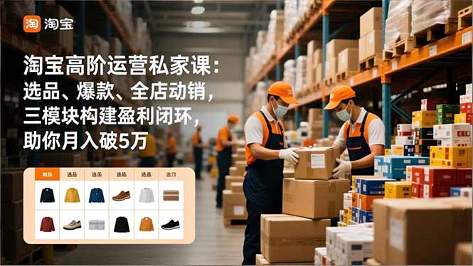 淘宝高阶运营私家课：选品、爆款、全店动销，三模块构建盈利闭环，助你月入破5万-九九网创