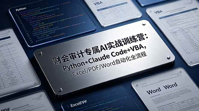 （19268期）财会审计专属 AI实战训练营-更新：Python+Claude Code+VBA，Excel/PDF/Word自动化全流程-九九网创