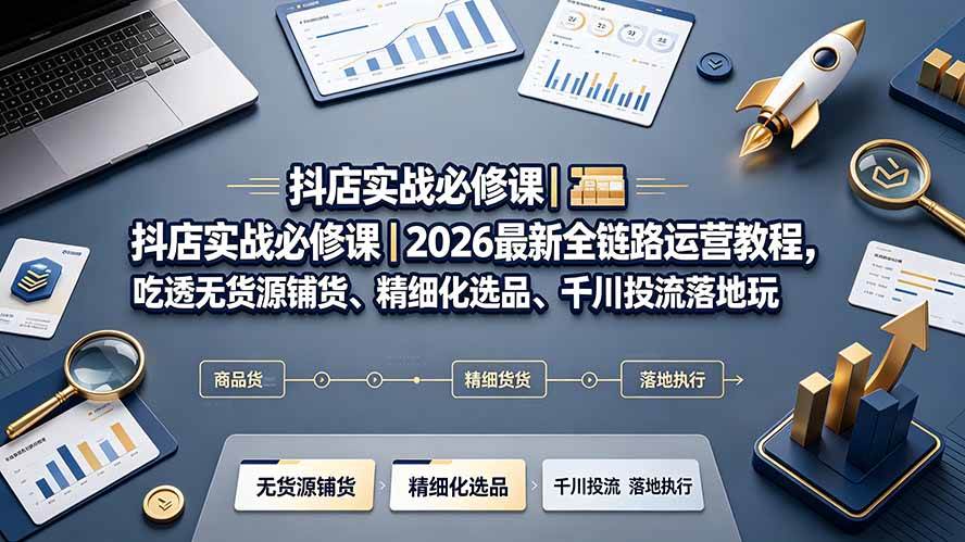 （19549期）抖店实战必修课｜2026最新全链路运营教程，吃透无货源铺货、精细化选品、千川投流落地玩法-九九网创