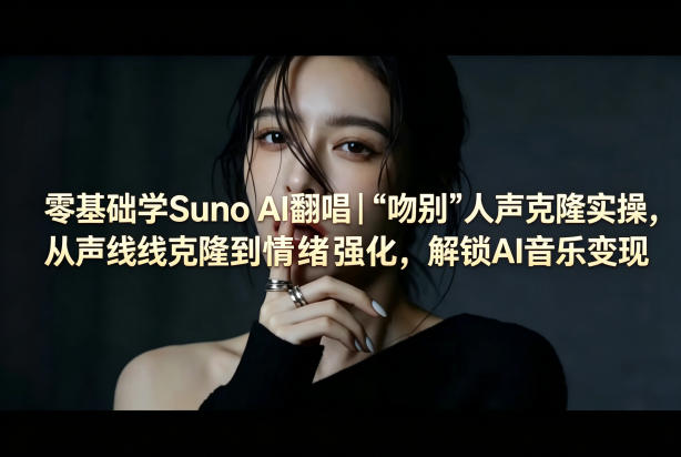零基础学Suno AI翻唱｜《吻别》人声克隆实操，从声线克隆到情绪强化，解锁AI音乐变现-九九网创