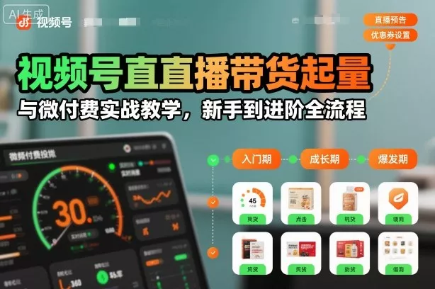 视频号直播带货起量与微付费实战教学，新手到进阶全流程(更新26年10月)-九九网创