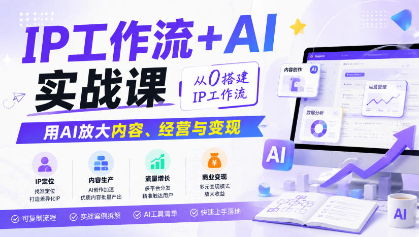 IP工作流+AI实战课，从0搭建IP工作流，用AI放大内容、经营与变现-九九网创