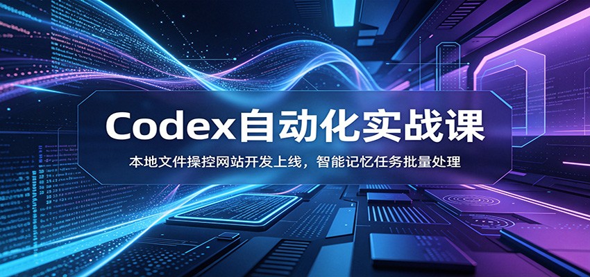 Codex自动化实战课:本地文件操控网站开发上线,智能记忆任务批量处理-九九网创