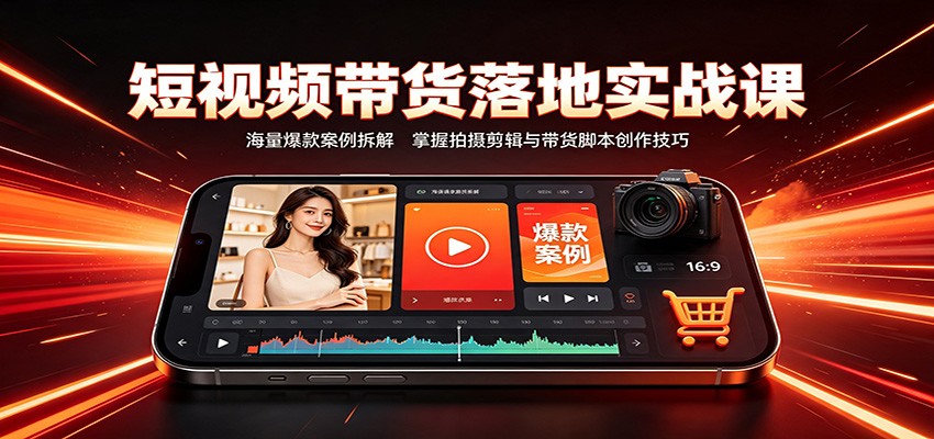 短视频带货落地实战课：海量爆款案例拆解，掌握拍摄剪辑与带货脚本创作技巧-九九网创