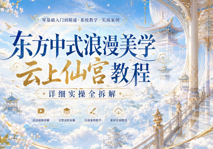 东方中式浪漫美学云上仙宫教程，详细实操全拆解-九九网创