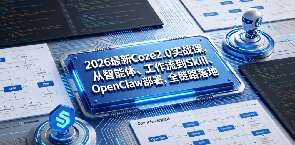 2026最新Coze2.0实战课,从智能体、工作流到Skill、OpenClaw部署,全链路落地-九九网创