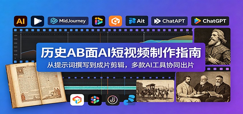 历史AB面AI短视频制作指南：从提示词撰写到成片剪辑，多款AI工具协同出片-九九网创
