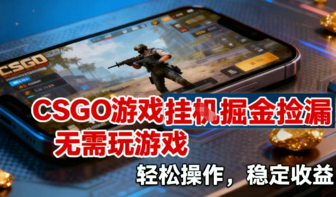 CSGO游戏挂G掘金捡漏，不需要玩游戏，操作简单，收益稳定【揭秘】-九九网创