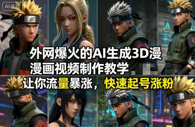 外网爆火的AI生成3D漫画视频制作教学，让你流量暴涨，快速起号涨粉！-九九网创