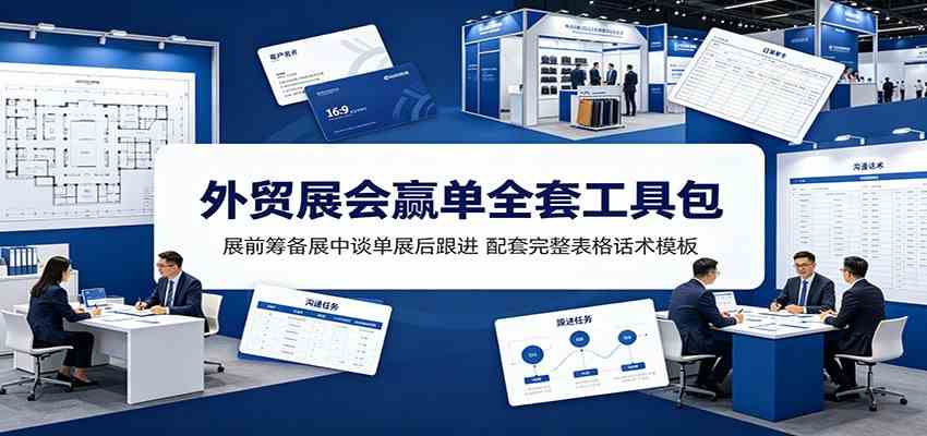 外贸展会赢单全套工具包：展前筹备展中谈单展后跟进，配套完整表格话术模板-九九网创