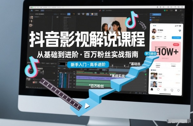 抖音百万粉丝影视解说课程，基础到进阶课，适合新手和进阶学习-九九网创
