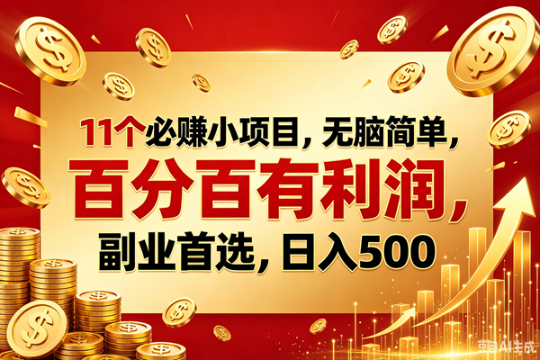 （18851期）11个必赚的小项目，百分百赚元子，无脑简单，副业首选，日入500+-九九网创