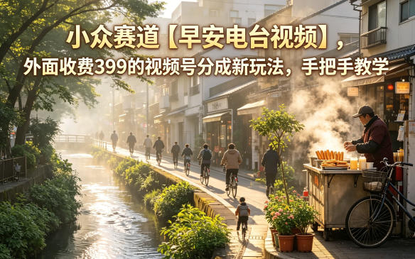 小众赛道【早安电台视频】，外面收费399的视频号分成新玩法，手把手教学-九九网创