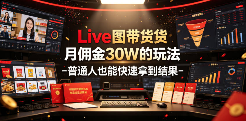 Live图带货月佣金30W的玩法-普通人也能快速拿到结果-九九网创