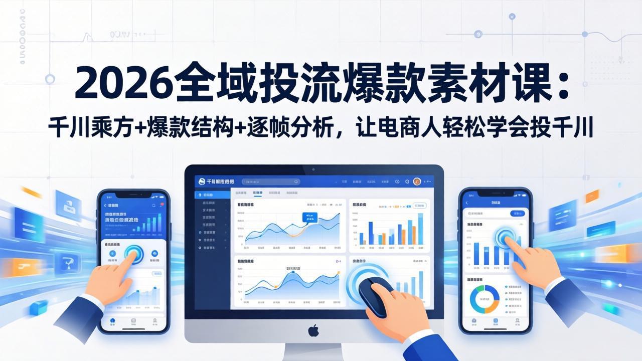 2026全域投流爆款素材课：千川乘方+爆款结构+逐帧分析，让电商人轻松学会投千川-九九网创