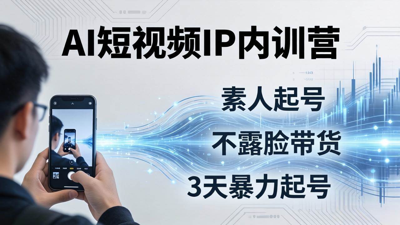 （19208期）2026AI短视频IP内训营-更新：从素人起号到不露脸带货，3天暴力起号全流程拆解-九九网创
