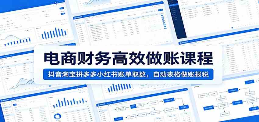 电商财务高效做账课程:抖音淘宝拼多多小红书账单取数,自动表格做账报税-九九网创