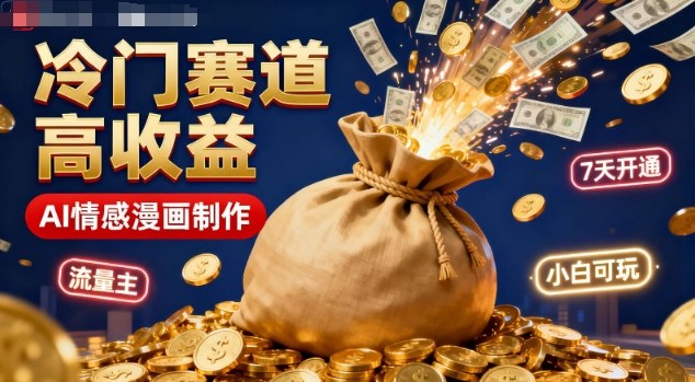 公众号冷门赛道，用AI做情感漫画，7天开通流量主，操作简单，小白可玩-九九网创