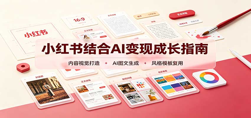 小红书结合AI变现成长指南：账号精准定位，内容视觉打造，搭建可复制流量获客体系-九九网创