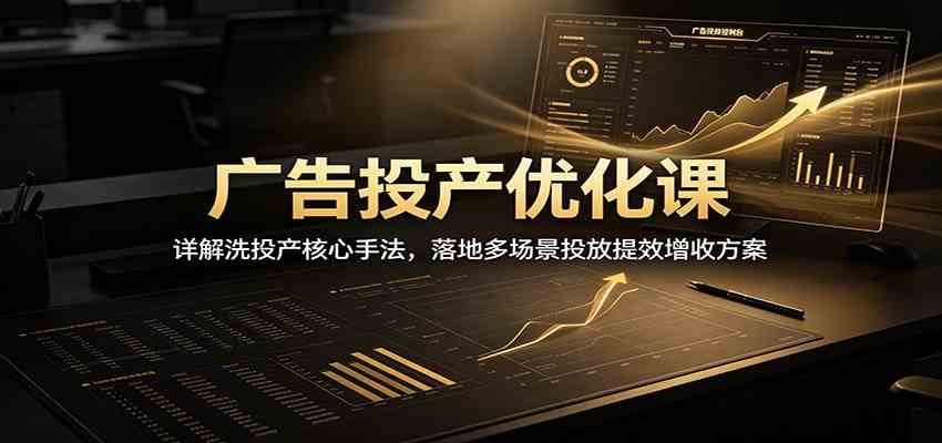广告投产优化课：详解洗投产核心手法，落地多场景投放提效增收方案-九九网创