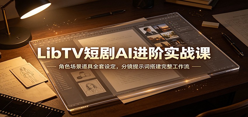 LibTV短剧AI进阶实战课：角色场景道具全套设定，分镜提示词搭建完整工作流-九九网创