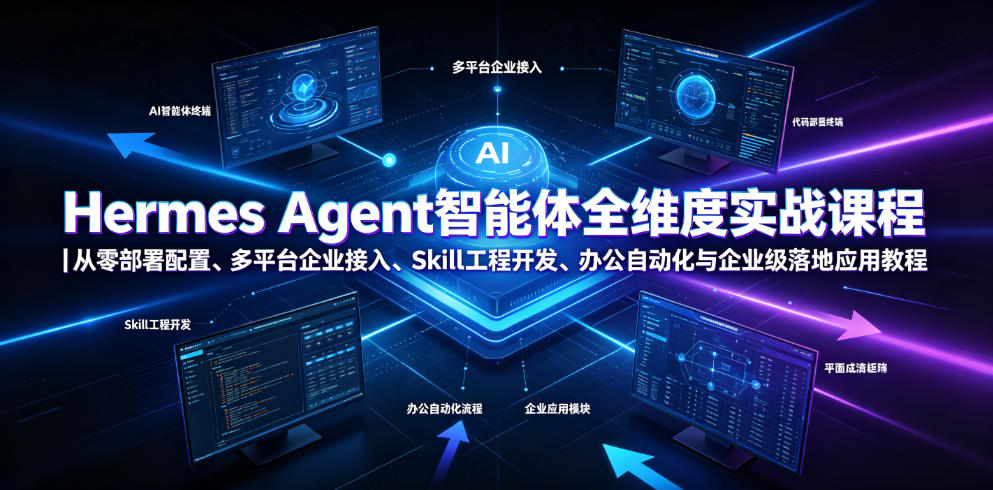 Hermes Agent智能体全维度实战课程｜从零部署配置、多平台企业接入、Skill工程开发、办公自动化与企业级落地应用教程-九九网创