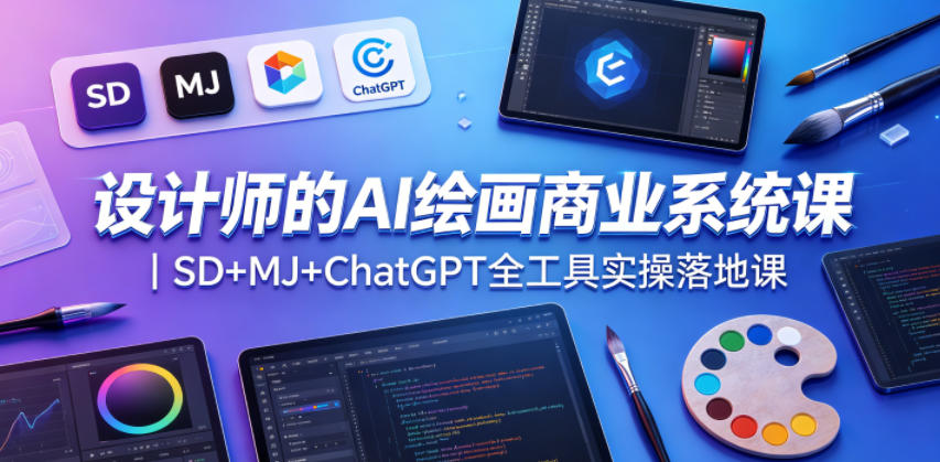 设计师的AI绘画商业系统课|SD+MJ+ChatGPT全工具实操落地课-九九网创