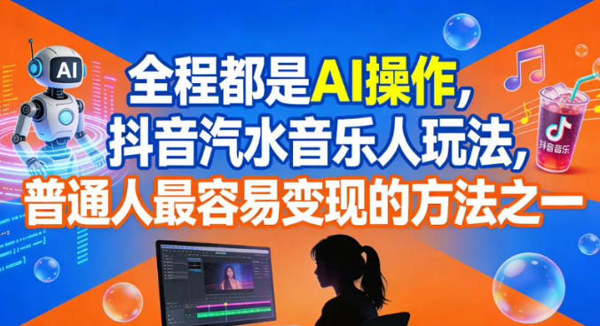 全程都是AI操作，抖音汽水音乐人玩法，普通人最容易变现的方法之一-九九网创