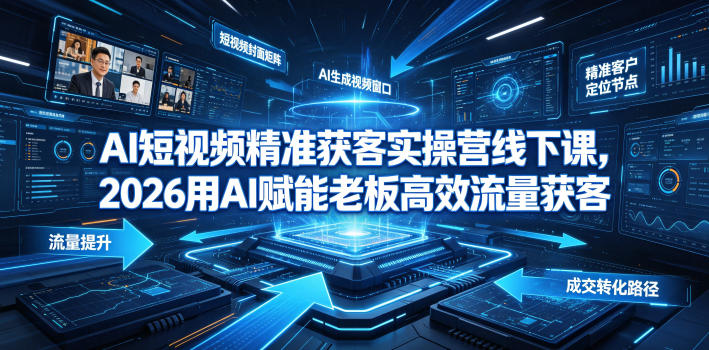 AI短视频精准获客实操营6月10-14号线下课，2026用AI赋能老板高效流量获客-九九网创